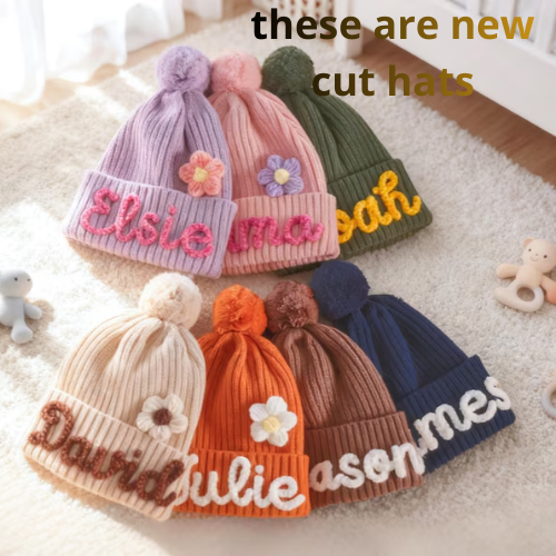 Handmade cotton hat with pompom