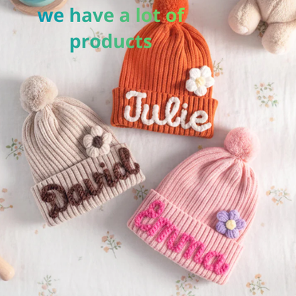 Handmade cotton hat with pompom