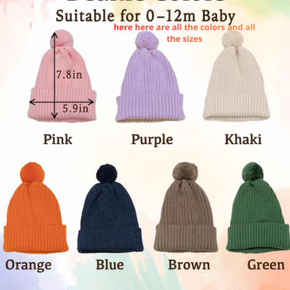 Handmade cotton hat with pompom